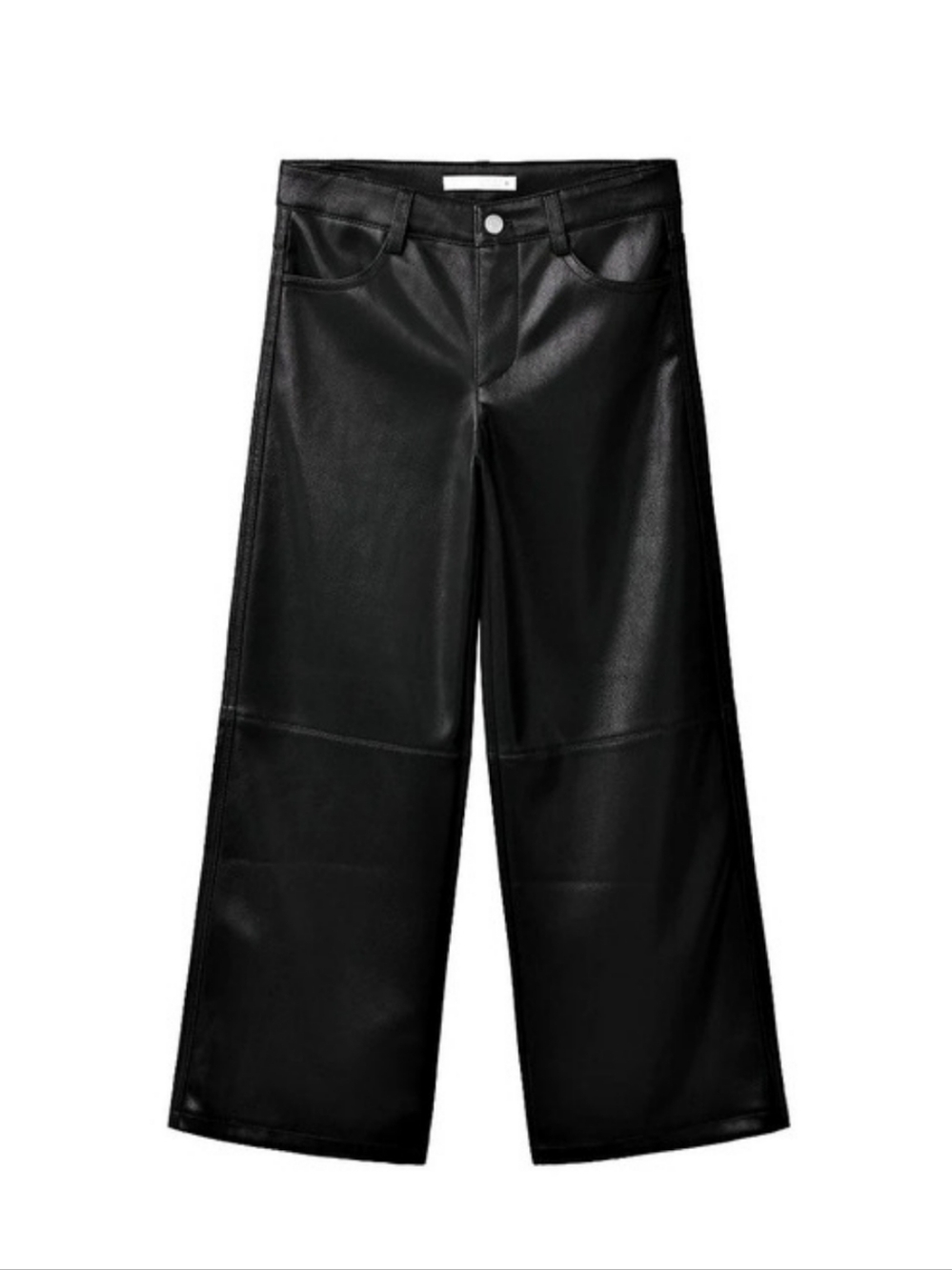 Zara Black Wide-Leg Foux Leather Pants Like New
